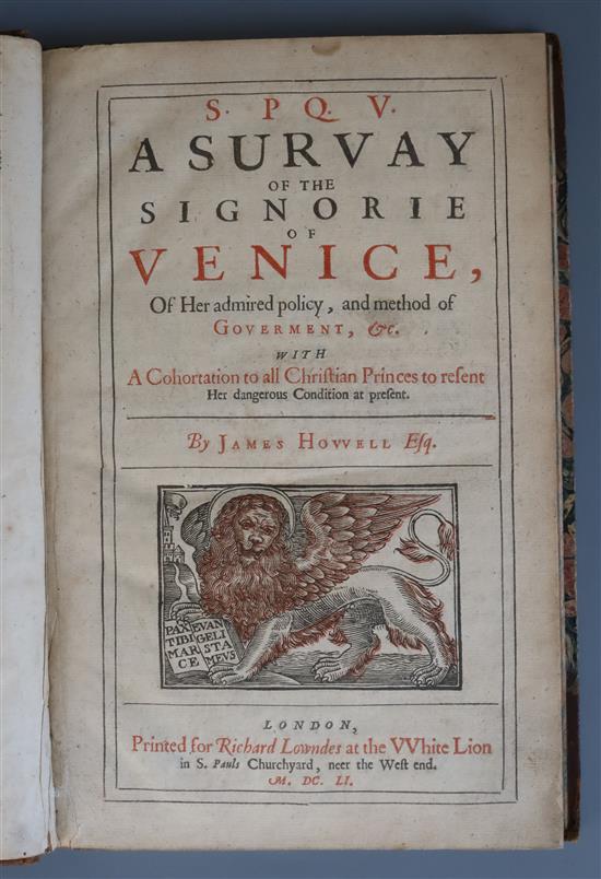 Howell, James - S.P.Q.V.: A Survey of the Signorie of Venice, folio, 18th century half calf, title frontis